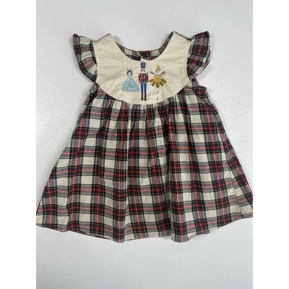 Toddler Girl's Sz; 2T Ricrac & Ruffles Plaid Nutcracker Themed Dress (b64)